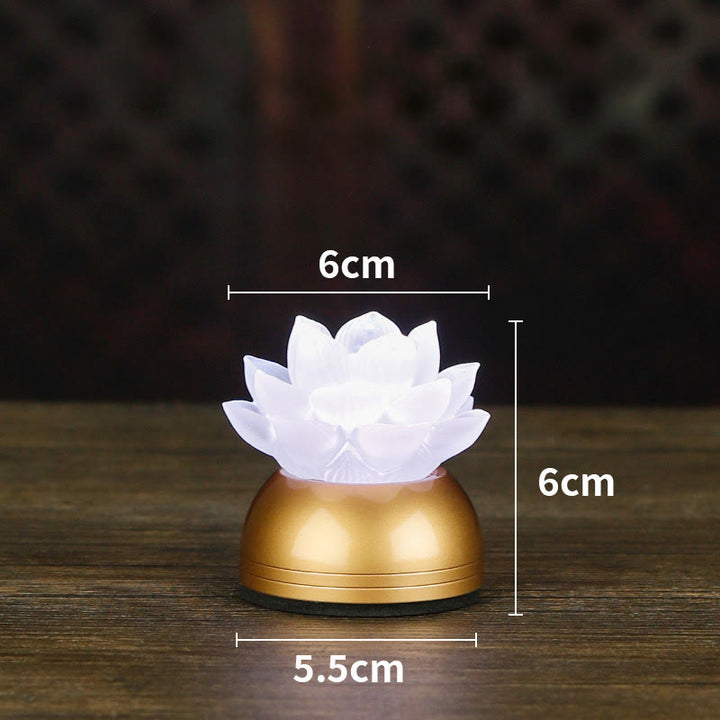 Buddha Stones Lotus Liuli Glas Koper Nieuw Begin Huisdecoratie - Oplaadbare koperwitte batterij (6*6*5,5 cm) - image 24