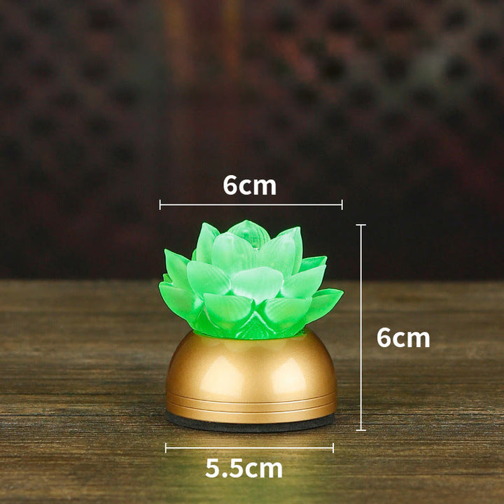 Buddha Stones Lotus Liuli Glas Koper Nieuw Begin Huisdecoratie - Oplaadbare kopergroene batterij (6*6*5,5 cm) - image 25