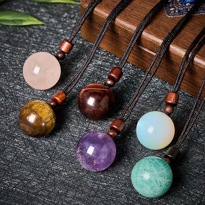 Buddha Stones Witte kristallen, roze kristallen, tijgeroog en rookkwarts beschermende Ketting - image 0
