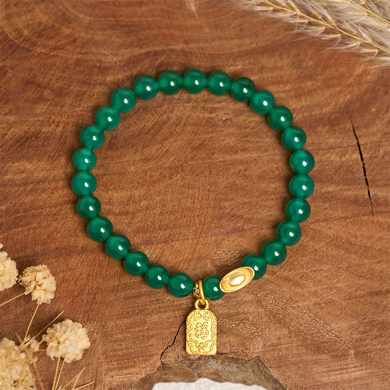 Buddha Stones Groene agaatstaaf Fu-karakter Armband - image 2