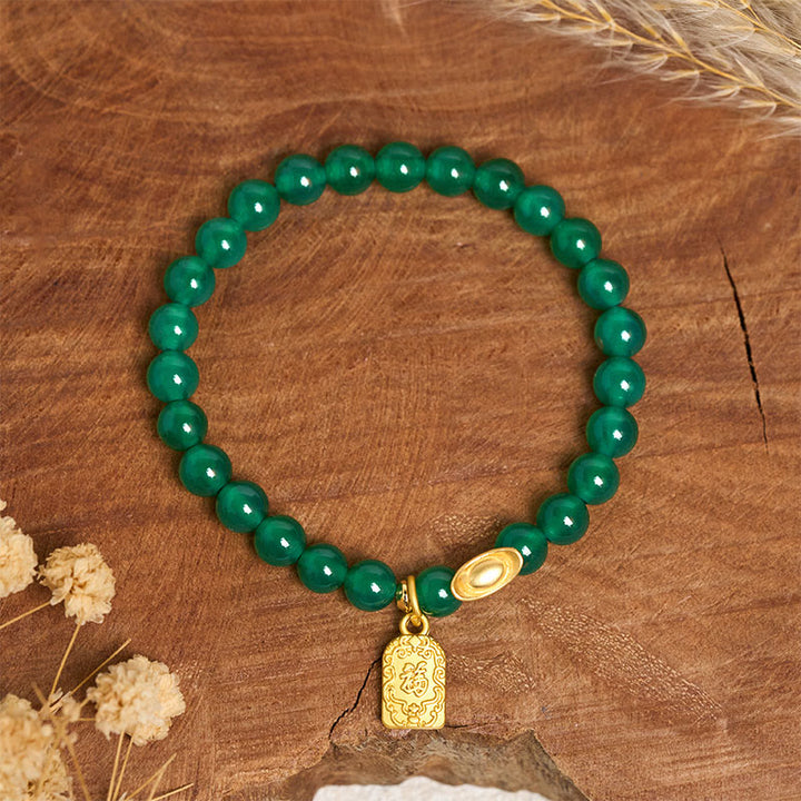 Buddha Stones Groene agaatstaaf Fu-karakter Armband - image 2