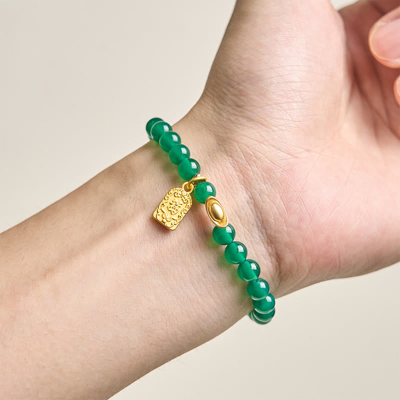 Buddha Stones Groene agaatstaaf Fu-karakter Armband - image 4