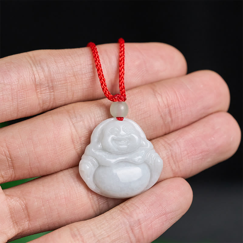 Buddha Stones Jade Lachende Boeddha Voorspoed Ketting - image 4