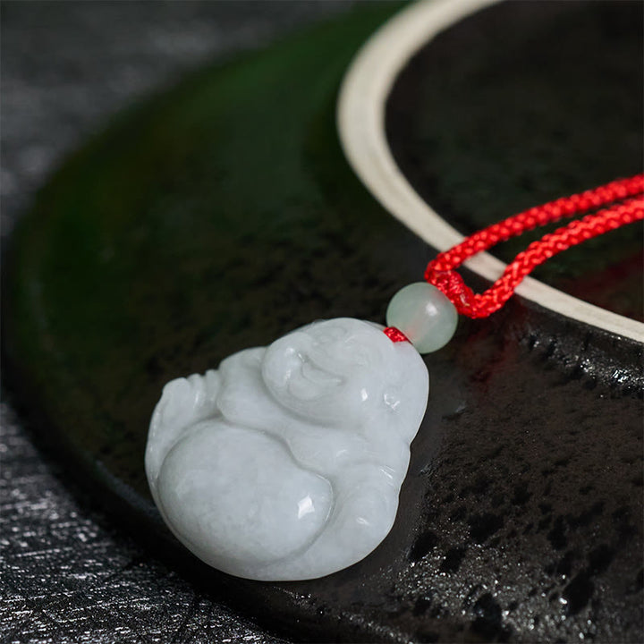 Buddha Stones Jade Lachende Boeddha Voorspoed Ketting - image 2