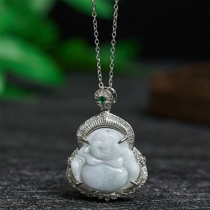 Buddha Stones Jade Lachende Boeddha Overvloed Ketting - Jade Lachende Boeddha - image 0