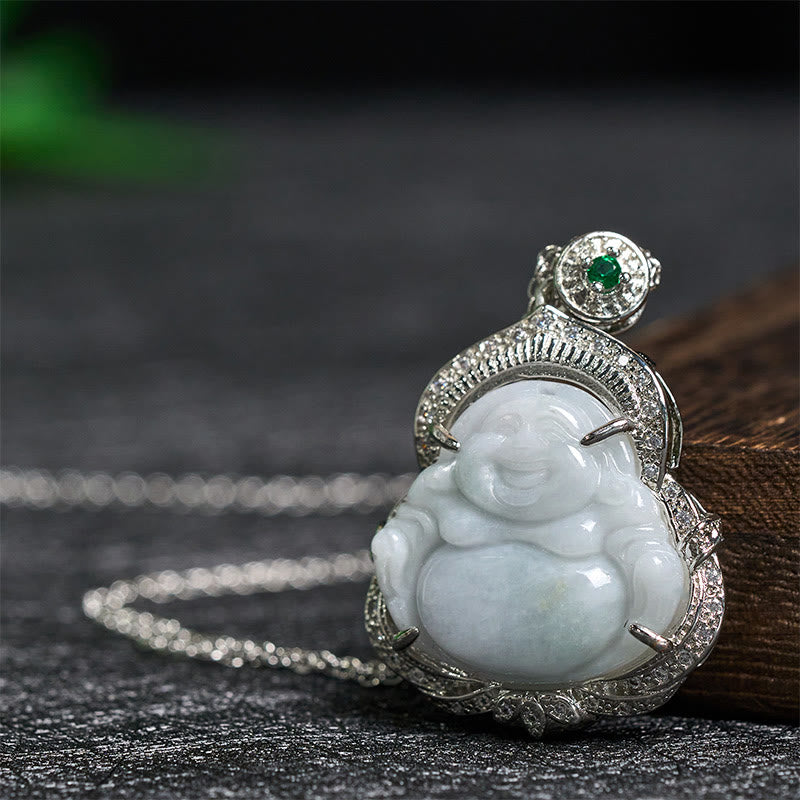 Buddha Stones Jade Lachende Boeddha Overvloed Ketting - image 1