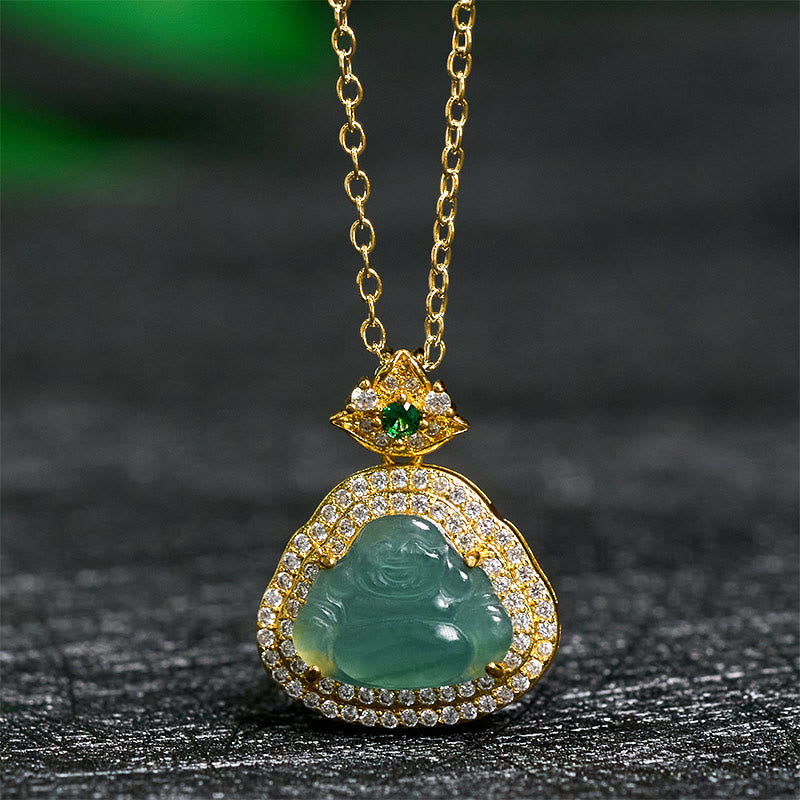 Buddha Stones Jade Lachende Boeddha Voorspoed Geluk Ketting - Jade Lachende Boeddha - image 0