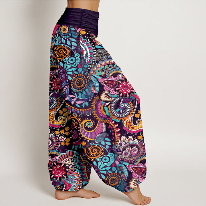 Buddha Stones Katoenen damesharembroek met traditioneel paisley-patroon en elastische Taille - image 2