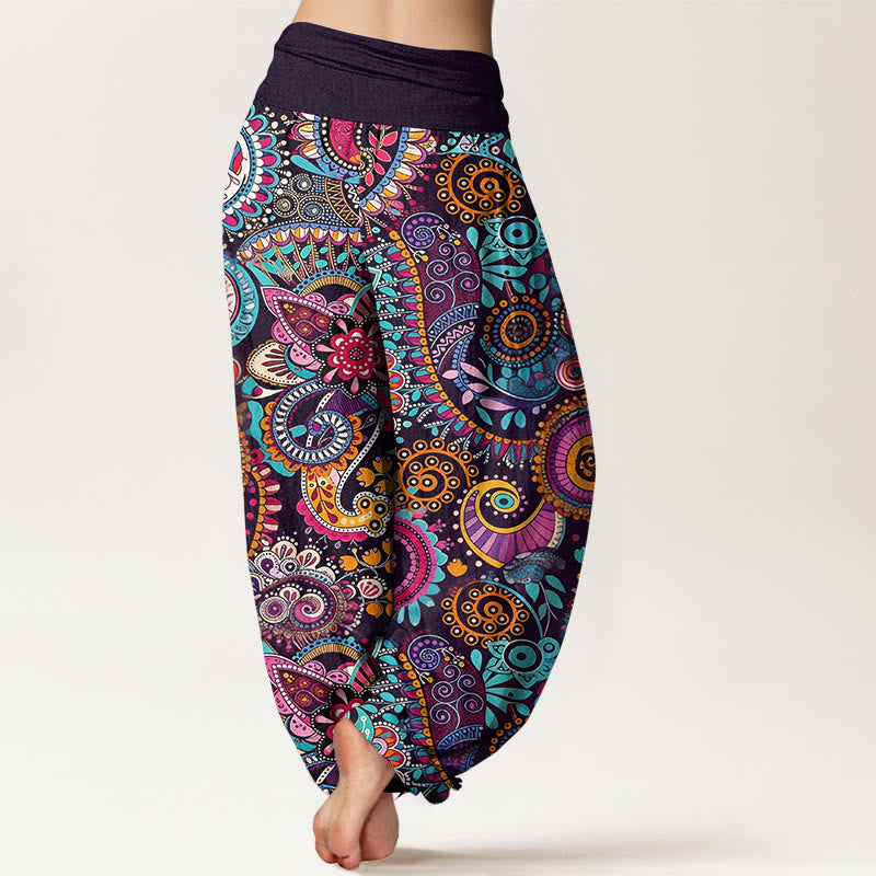Buddha Stones Katoenen damesharembroek met traditioneel paisley-patroon en elastische Taille - image 1