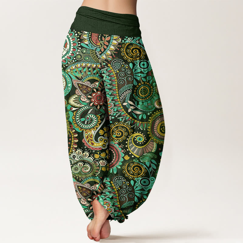 Buddha Stones Katoenen damesharembroek met traditioneel paisley-patroon en elastische Taille - image 6