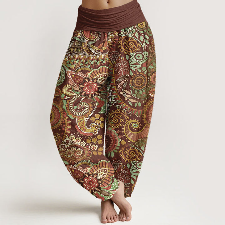 Buddha Stones Katoenen damesharembroek met traditioneel paisley-patroon en elastische Taille - Sienna - US16, UK/AU20, EU48 (3XL) - image 8