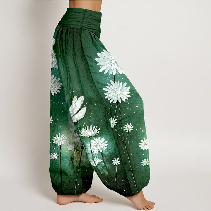 Buddha Stones Dames harembroek met elastische Taille en dromerig madeliefjes- en libellenpatroon. - image 10
