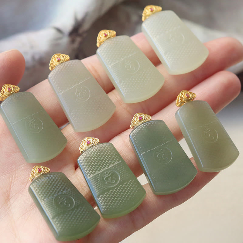 Buddha Stones Hetian Jade 925 Sterling Zilveren Om Symbool Welvaart Ketting - image 12