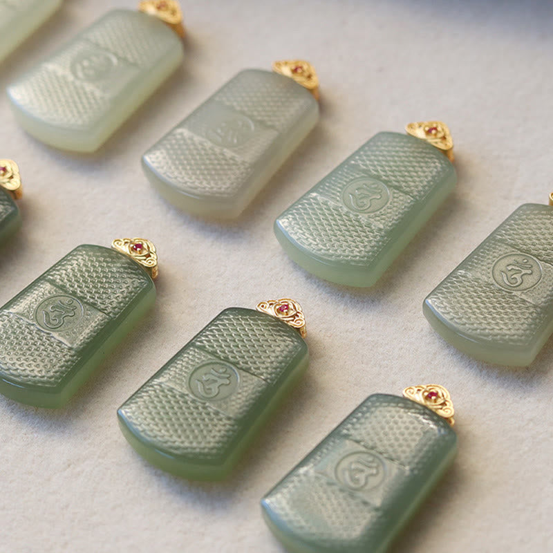 Buddha Stones Hetian Jade 925 Sterling Zilveren Om Symbool Welvaart Ketting - image 13