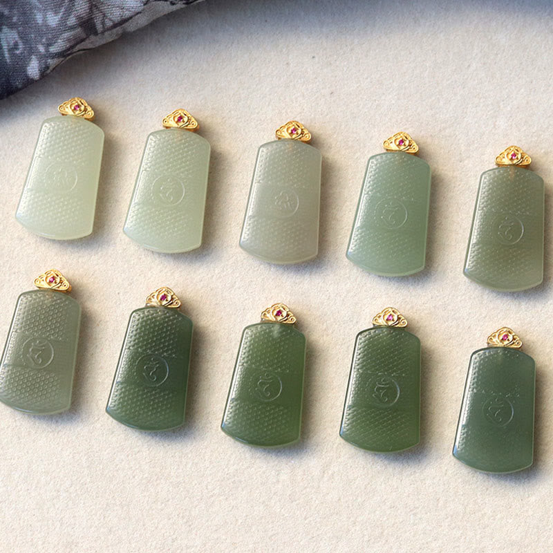 Buddha Stones Hetian Jade 925 Sterling Zilveren Om Symbool Welvaart Ketting - image 11