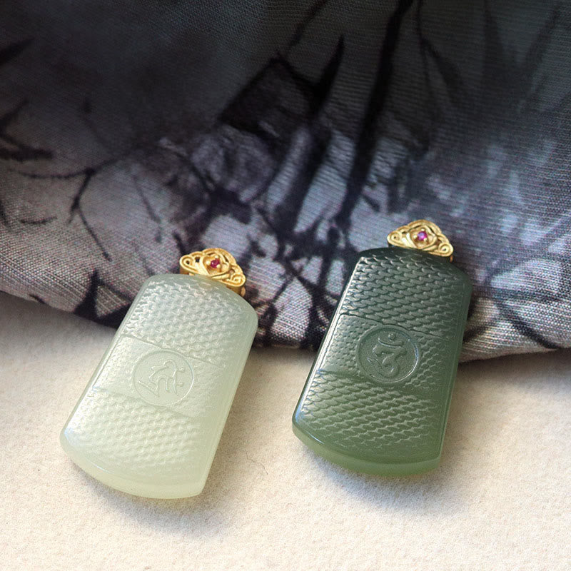Buddha Stones Hetian Jade 925 Sterling Zilveren Om Symbool Welvaart Ketting - image 9