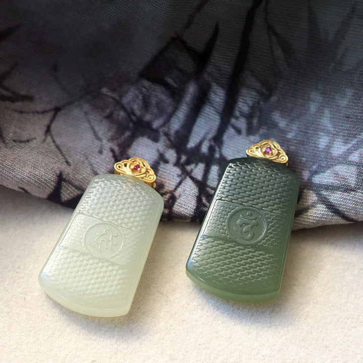 Buddha Stones Hetian Jade 925 Sterling Zilveren Om Symbool Welvaart Ketting - image 9