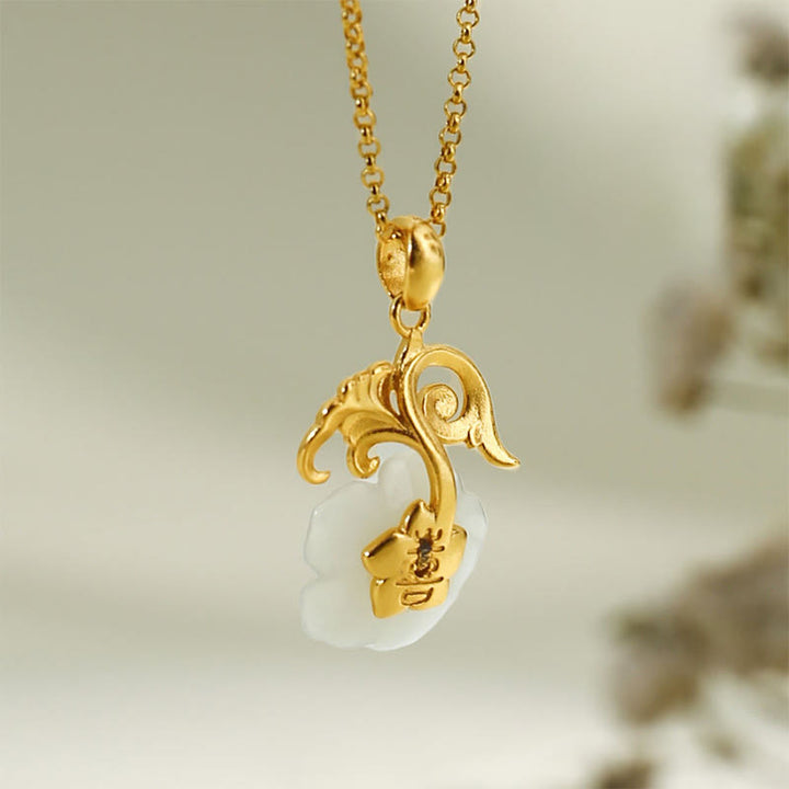 Buddha Stones Hetian Jade Bloem 925 Sterling Zilveren Ketting - image 11