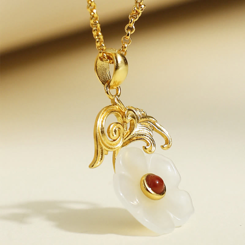 Buddha Stones Hetian Jade Bloem 925 Sterling Zilveren Ketting - image 9