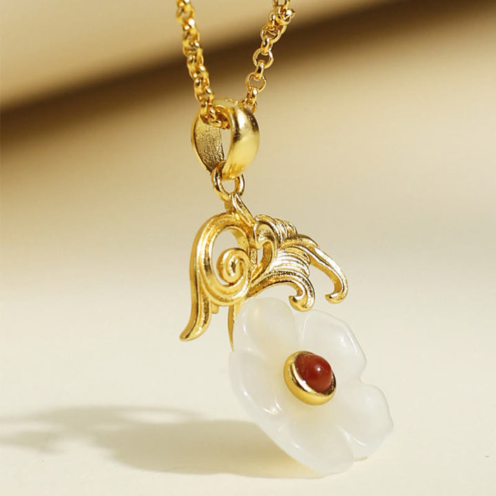 Buddha Stones Hetian Jade Bloem 925 Sterling Zilveren Ketting - image 9
