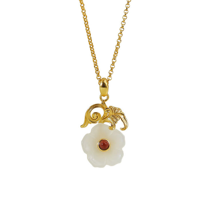 Buddha Stones Hetian Jade Bloem 925 Sterling Zilveren Ketting - image 10