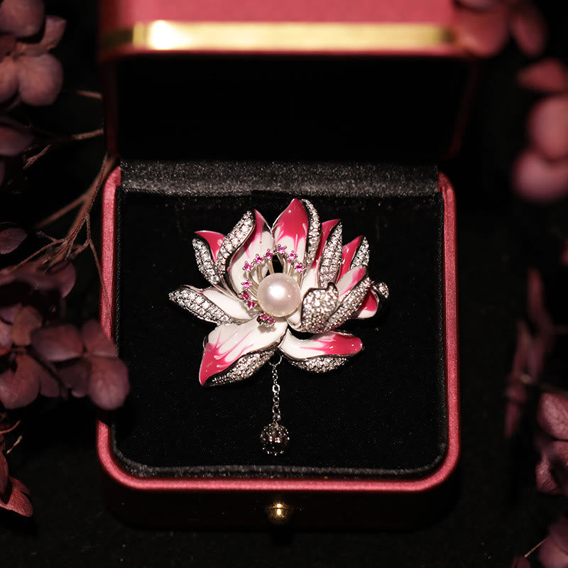 Buddha Stones Lotusbloem Parel Nieuw Begin Koperen Broche - image 4