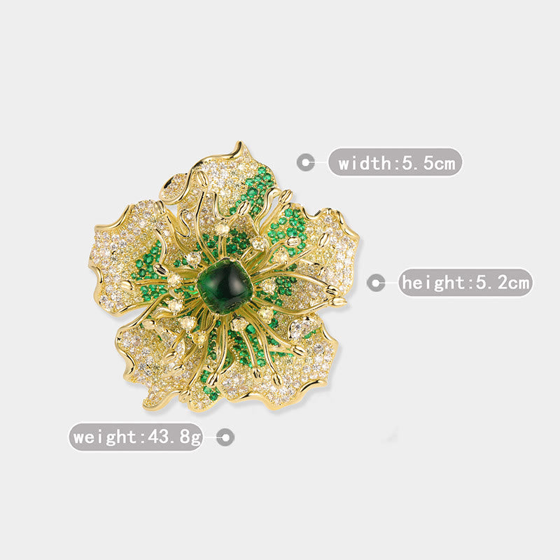 Buddha Stones Koperen Broche met pioenbloemmotief, symbool van voorspoed. - image 11