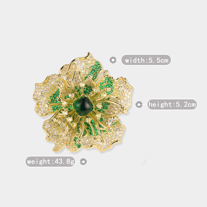 Buddha Stones Koperen Broche met pioenbloemmotief, symbool van voorspoed. - image 11