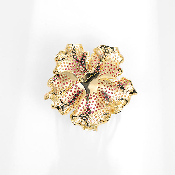 Buddha Stones Koperen Broche met pioenbloemmotief, symbool van voorspoed. - image 6