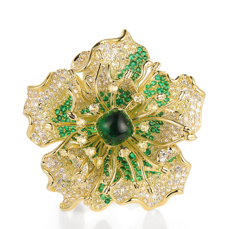 Buddha Stones Koperen Broche met pioenbloemmotief, symbool van voorspoed. - image 10
