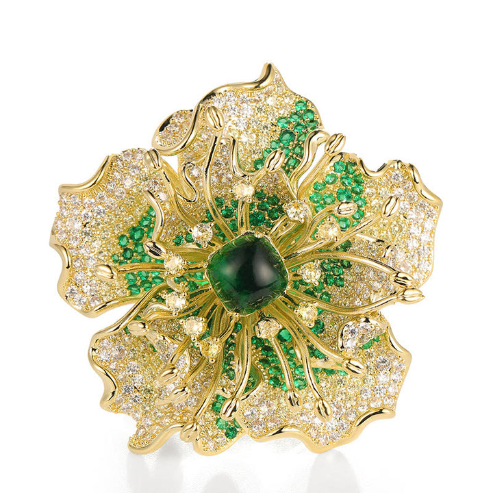 Buddha Stones Koperen Broche met pioenbloemmotief, symbool van voorspoed. - image 10