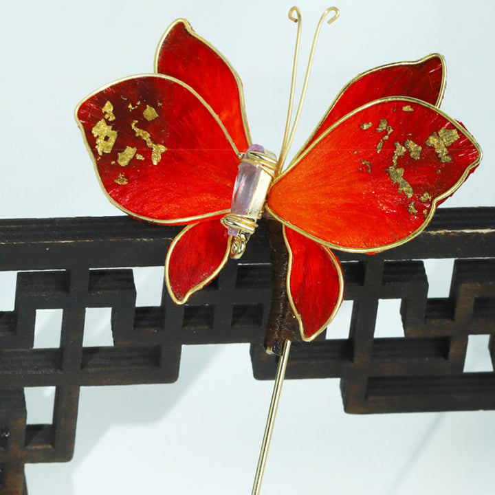 Buddha Stones Handgemaakte zijden fluwelen bloem rode Broche - image 10