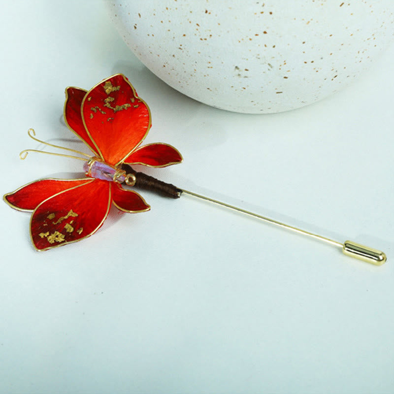 Buddha Stones Handgemaakte zijden fluwelen bloem rode Broche - image 7