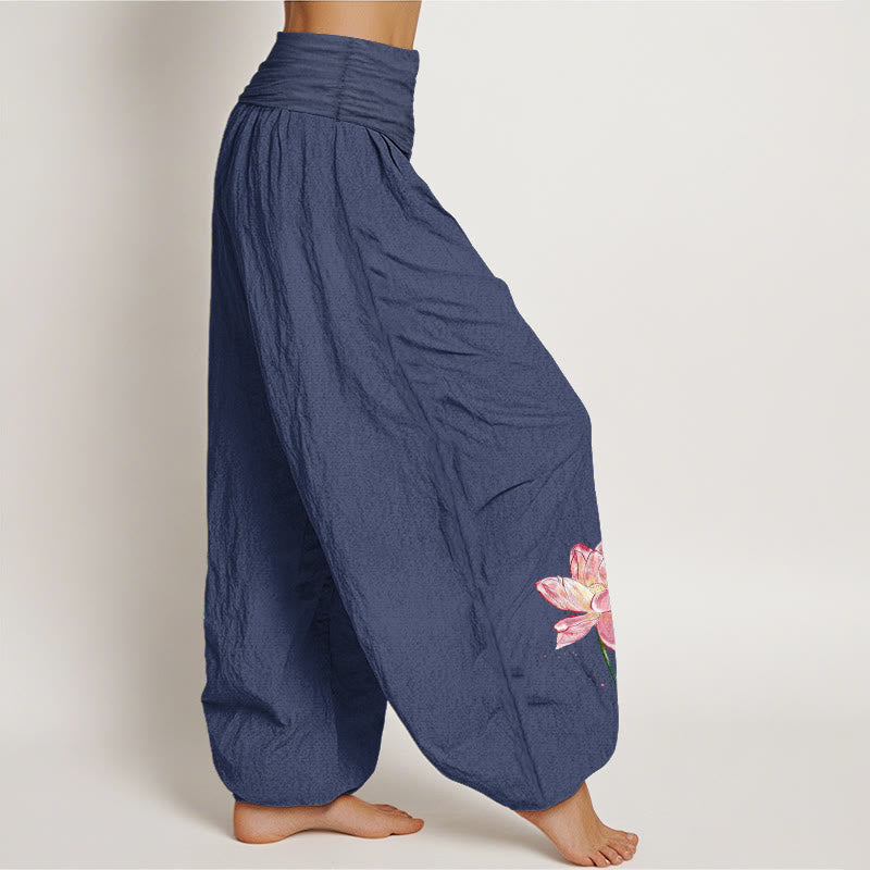 Buddha Stones Dames harembroek met elastische Taille en lotusbloem- en zonnepatroon. - image 6