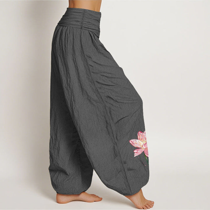 Buddha Stones Dames harembroek met elastische Taille en lotusbloem- en zonnepatroon. - image 9