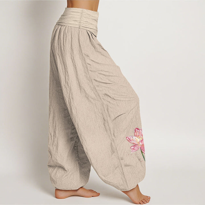 Buddha Stones Dames harembroek met elastische Taille en lotusbloem- en zonnepatroon. - image 12