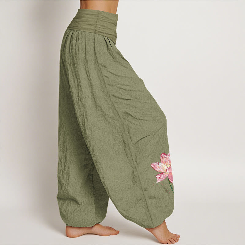 Buddha Stones Dames harembroek met elastische Taille en lotusbloem- en zonnepatroon. - image 15