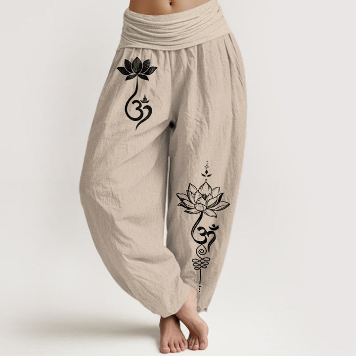Buddha Stones Dames harembroek met elastische Taille en lotusbloemmotief - Bruinen - US16, UK/AU20, EU48 (3XL) - image 11