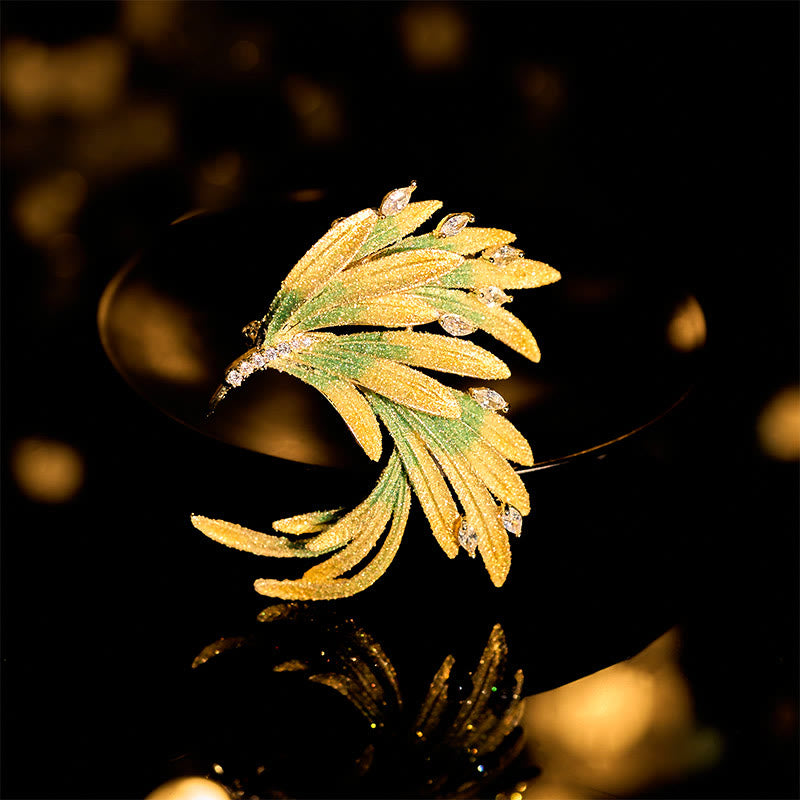 Buddha Stones Phoenix Feather Strength koperen Broche - Groene Phoenix, circa 4,5 x 4,4 cm - image 0