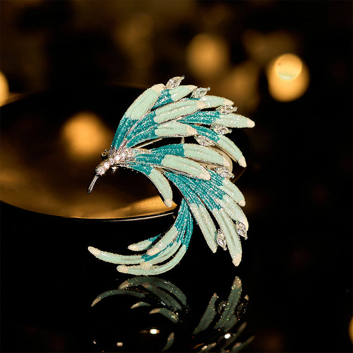 Buddha Stones Phoenix Feather Strength koperen Broche - Blauwe feniks, circa 4,5 x 4,4 cm - image 6