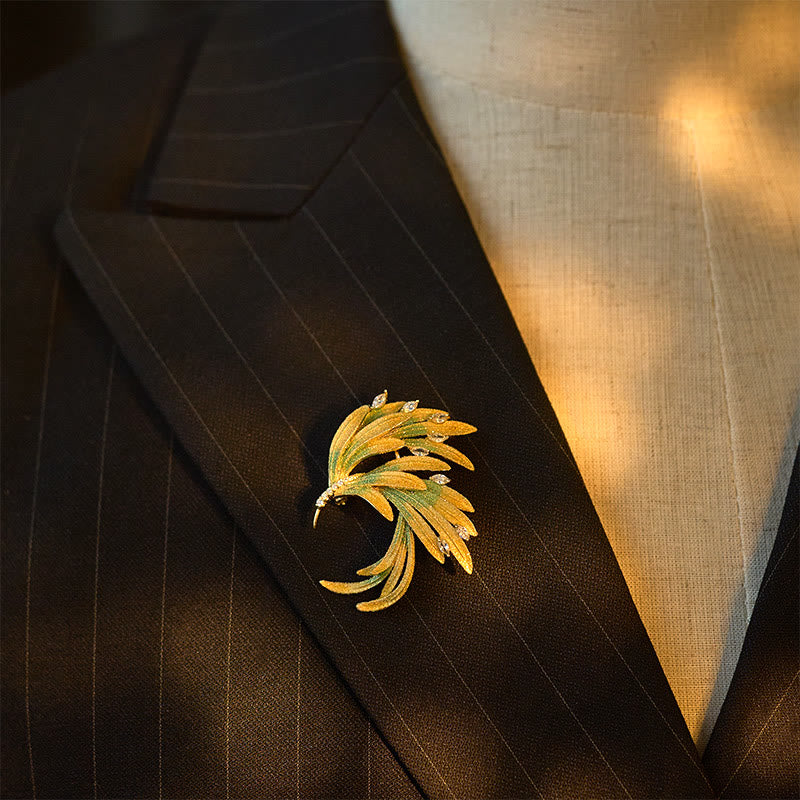 Buddha Stones Phoenix Feather Strength koperen Broche - image 3