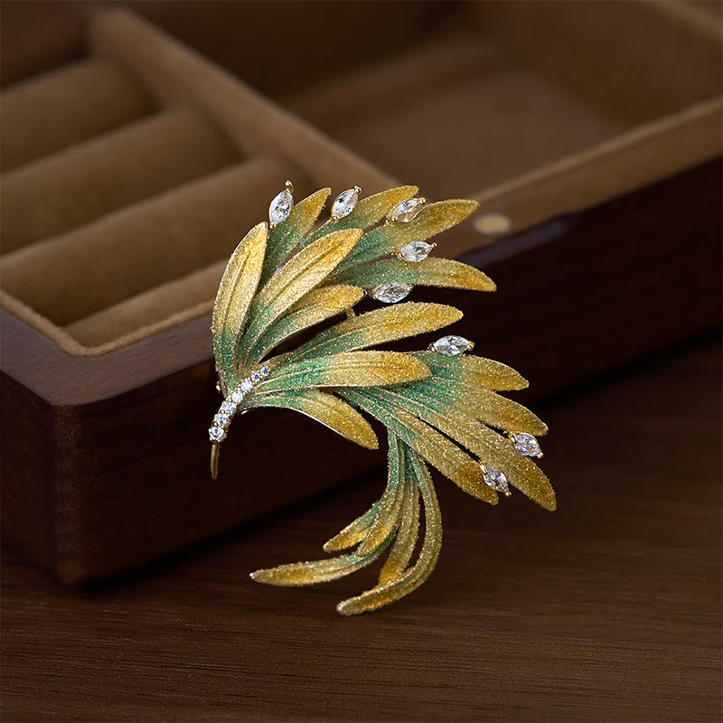 Buddha Stones Phoenix Feather Strength koperen Broche - image 1