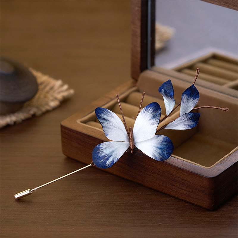 Buddha Stones Handgemaakte zijden fluwelen bloem witte Broche - image 1