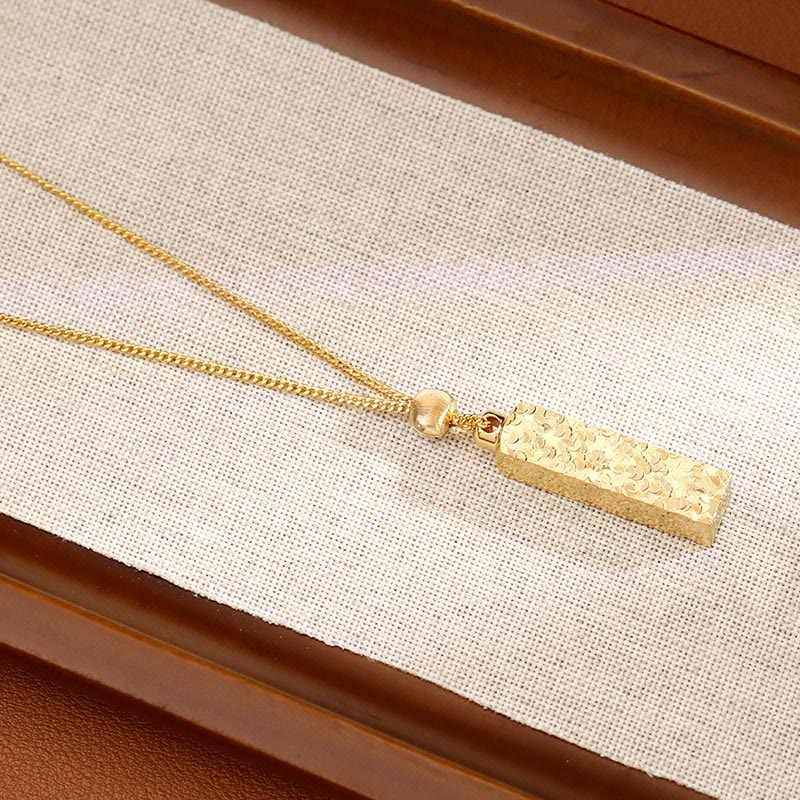 Buddha Stones Rechthoekige hanger met textuurontwerp, koperen ketting, Ketting - image 7