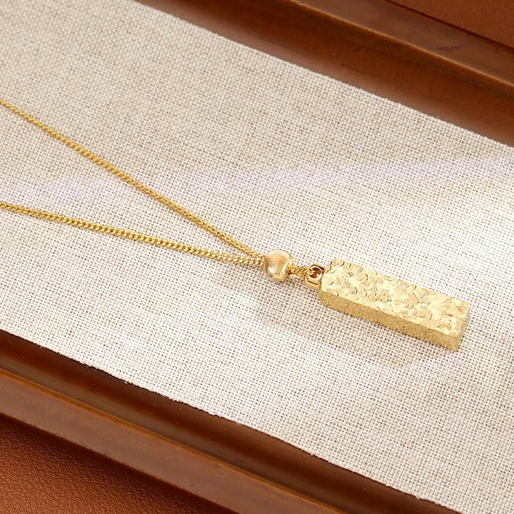 Buddha Stones Rechthoekige hanger met textuurontwerp, koperen ketting, Ketting - image 7