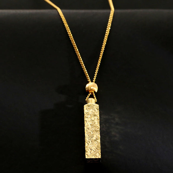 Buddha Stones Rechthoekige hanger met textuurontwerp, koperen ketting, Ketting - image 0