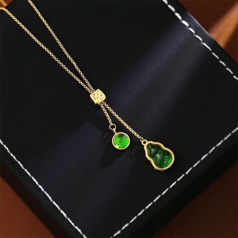 Buddha Stones Halskettinghanger met pompoengroene agaat en koperen inlegwerk, een Ketting . - image 0