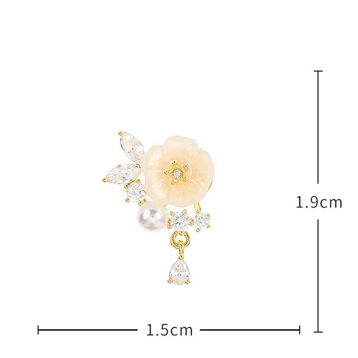 Buddha Stones Witte roos bloem zirkonia koper geluk clip-on Oorbellen - image 6
