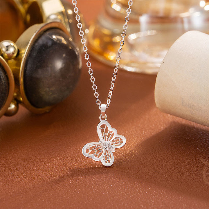 Buddha Stones 999 sterling zilveren vlinder Ketting - 999 sterling zilver - image 0