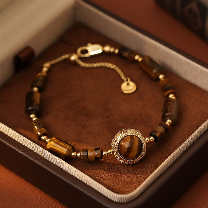 Buddha Stones Natuurlijke tijgeroog Armband met sterke schakels - Tijgeroog (Polsomtrek: 14-17 cm) - image 0